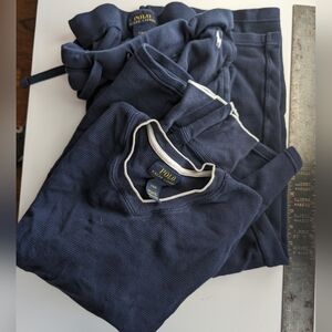 Polo waffle knit set, long sleeve shirt and jogger pant